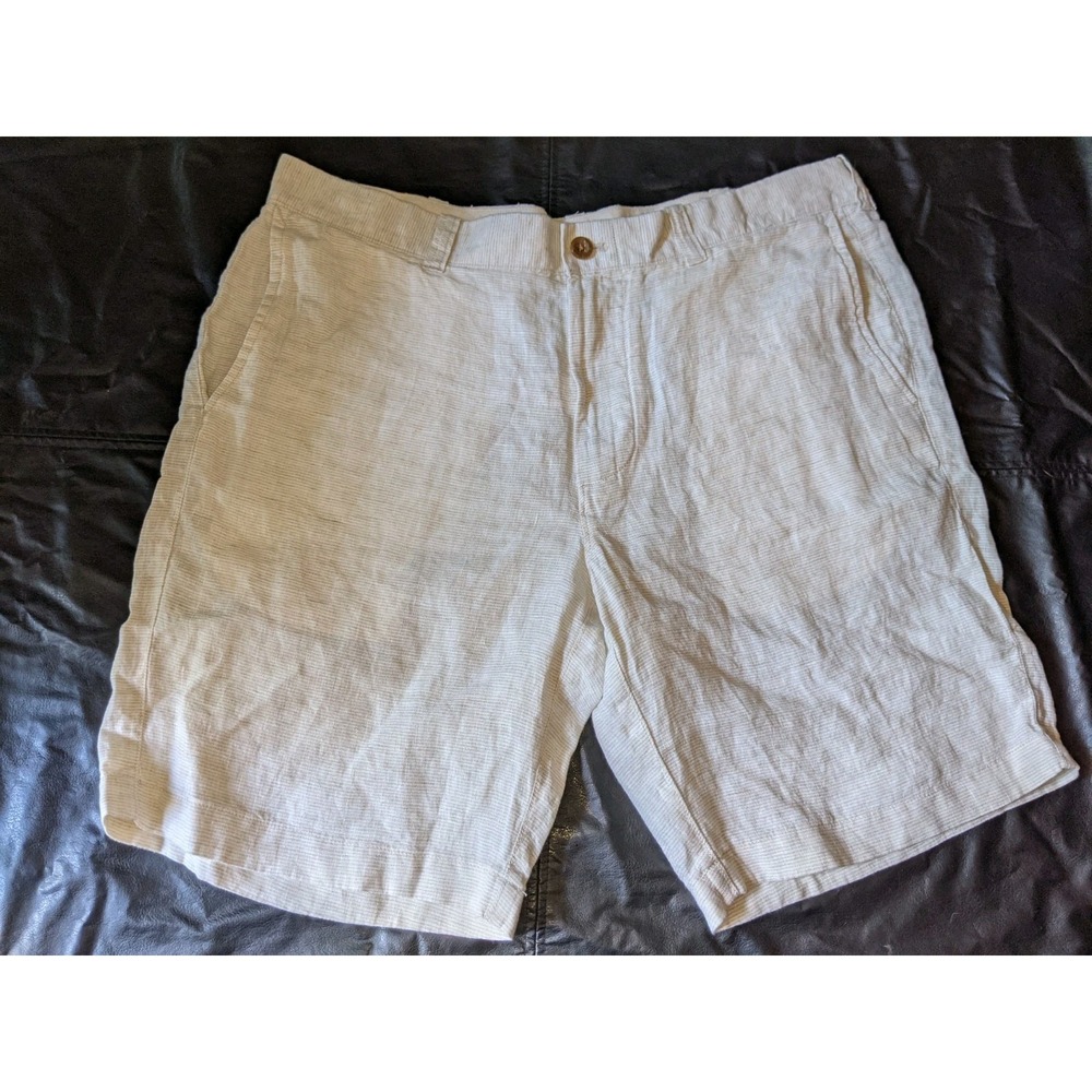 J. Crew Linen Shorts Size 36 X 9 Mini‎ Stripe Beige Pockets Lightweight